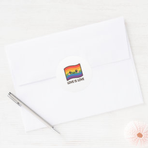 Love is Love – Kawaii Rainbow Design Classic Round Sticker