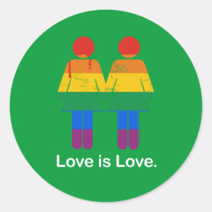 LOVE IS LOVE LESBIAN COUPLE -.png Classic Round Sticker