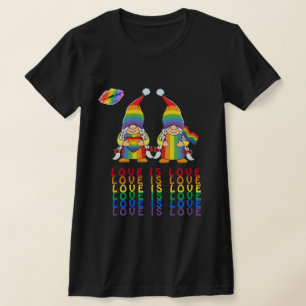 Love is Love - Lesbian Gnomes Couple T-Shirt