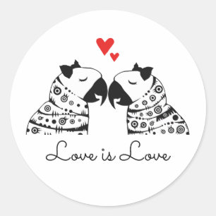 Love Is Love Lesbian Parrots Classic Round Sticker