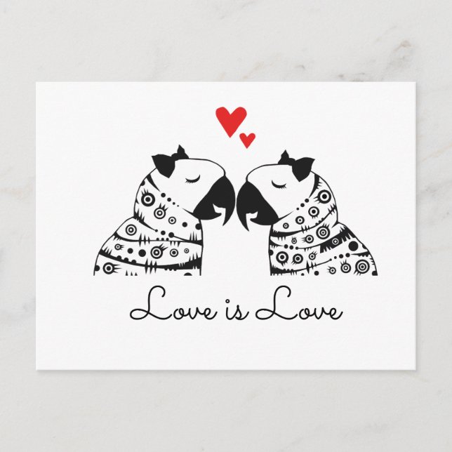 Love Is Love Lesbian Parrots Postcard (Front)