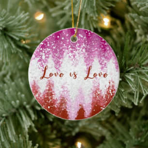 Love is Love Lesbian Pride Flag Colours LGBT Ceramic Ornament