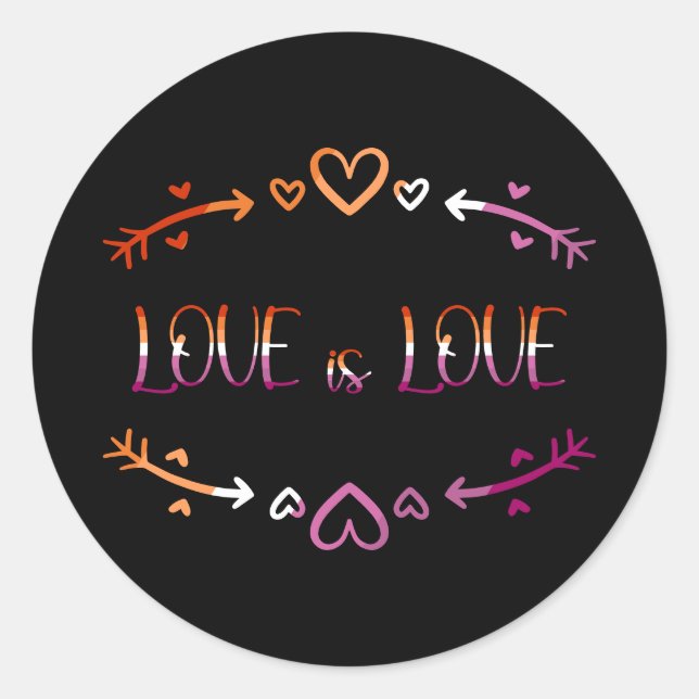 Love is Love Lesbian Pride Month Sticker (Front)