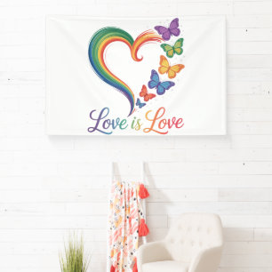 love is love lgbt butterfly heart rainbow banner