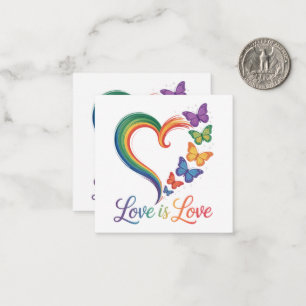 Love Is Love LGBT Butterfly Heart Rainbow Card