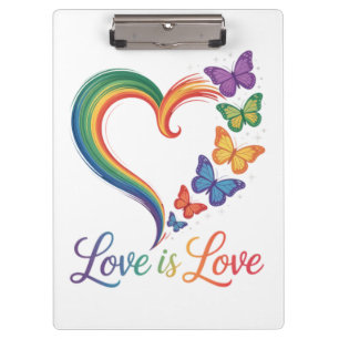 Love Is Love LGBT Butterfly Heart Rainbow Clipboard