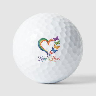 Love Is Love LGBT Butterfly Heart Rainbow Golf Balls