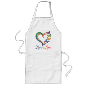 Love Is Love LGBT Butterfly Heart Rainbow Long Apron