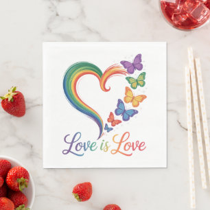 love is love lgbt butterfly heart rainbow napkin