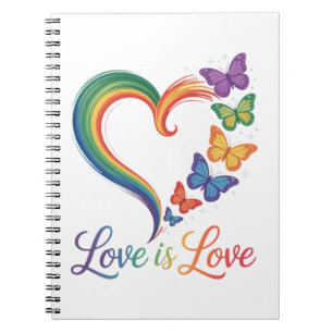 Love Is Love LGBT Butterfly Heart Rainbow Notebook