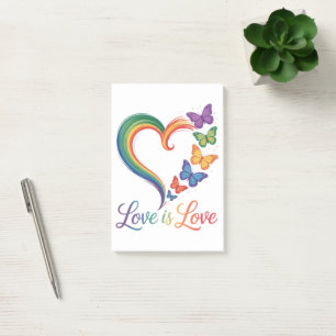 Love Is Love LGBT Butterfly Heart Rainbow Post-it Notes