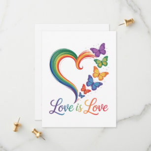 Love Is Love LGBT Butterfly Heart Rainbow Save The Date