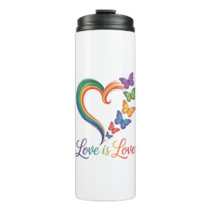 love is love lgbt butterfly heart rainbow thermal tumbler