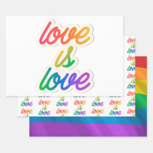 Love Is Love LGBT Wrapping Paper Sheets – Rainbow 
