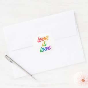 Love Is Love LGBTQ+ Pride Rainbow Round Sticker 