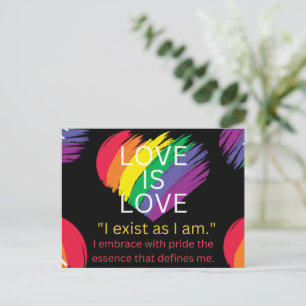 Love is love LGBTq quote pride month Holiday Postcard