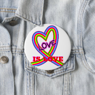 Love Is Love LGBTQ Rainbow Heart 10 Cm Round Badge
