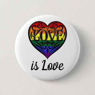 Love Is Love LGBTQ Rainbow Heart 6 Cm Round Badge
