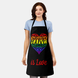 Love Is Love LGBTQ Rainbow Heart Apron