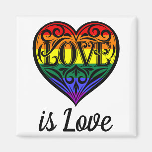 Love Is Love LGBTQ Rainbow Heart Magnet