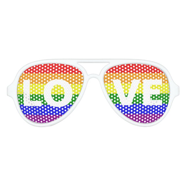 Love is Love - Love Equality Rainbow Flag Aviator Sunglasses (Front)