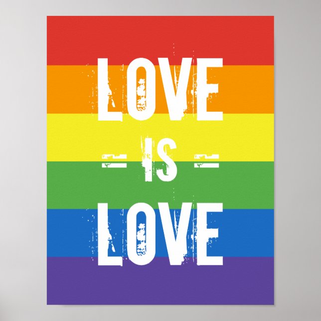 Love is Love - Love Equality Rainbow Flag Poster (Front)