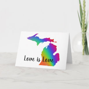 Love is love Michigan pride rainbow Card