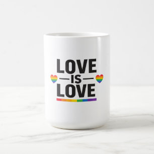 Love Is Love – Minimal Rainbow Hearts Pride Design Coffee Mug