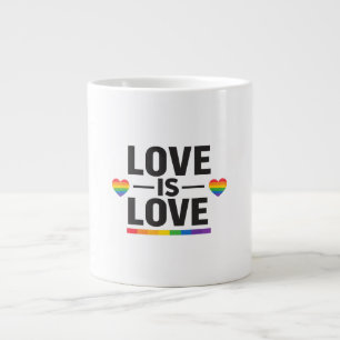 Love Is Love – Minimal Rainbow Hearts Pride Design Large Coffee Mug