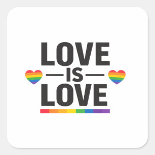 Love Is Love – Minimal Rainbow Hearts Pride Design Square Sticker
