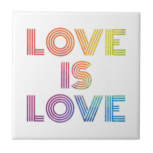 Love is Love   Modern Stripes Ceramic Tile