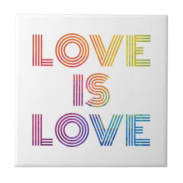 Love is Love | Modern Stripes Ceramic Tile (Front)