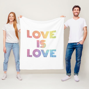 Love is Love   Modern Stripes Fleece Blanket