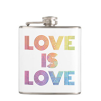 Love is Love | Modern Stripes Hip Flask