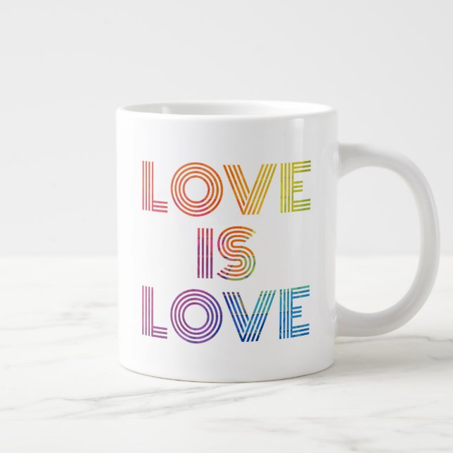 Love is Love | Modern Stripes Large Coffee Mug (Right)