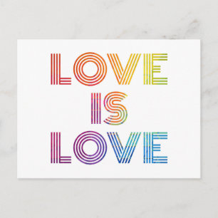 Love is Love Modern Stripes Postcard