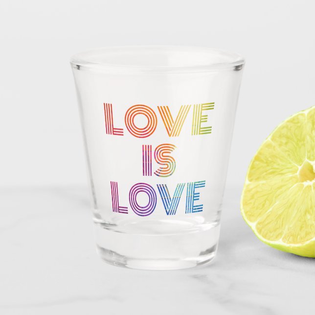 Love is Love | Modern Stripes Shot Glass (Front)
