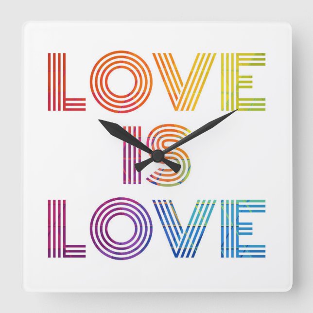 Love is Love | Modern Stripes Square Wall Clock (Front)