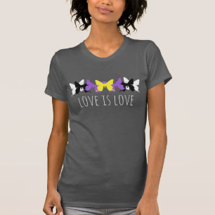 Love Is Love Nonbinary Butterfly T-Shirt