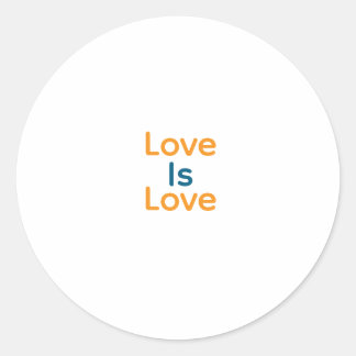 Love is love orange blue colourful pride LGBTQ gay Classic Round Sticker