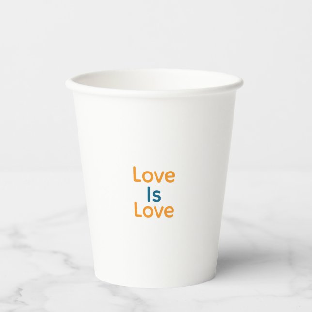 Love is love orange blue colourful pride LGBTQ gay Paper Cups (Front)