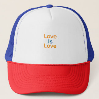 Love is love orange blue colourful pride LGBTQ gay Trucker Hat