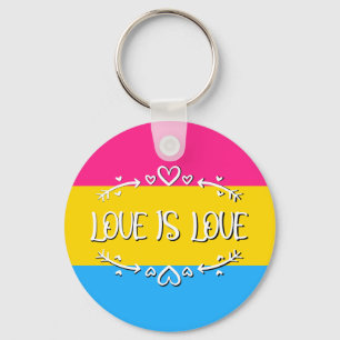 Love is Love Pansexual Pride Flag Keychain