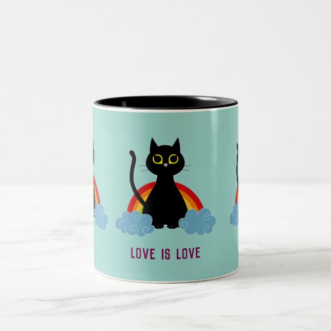 LOVE IS LOVE pride cat mug (Center)