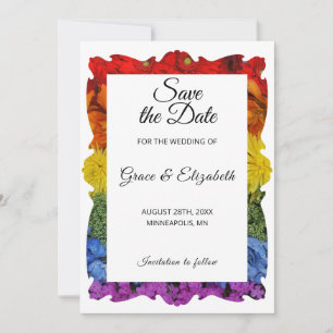 Love Is Love Pride Floral Save the Date Card