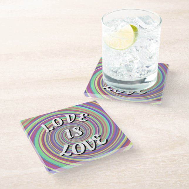 Love Is Love Pride Glass Coaster (Angled)