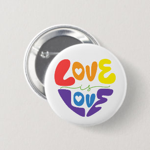 Love is Love Pride – Heart Shaped Rainbow LGBTQ+ 6 Cm Round Badge