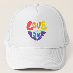 Love is Love Pride – Heart Shaped Rainbow LGBTQ+ Trucker Hat