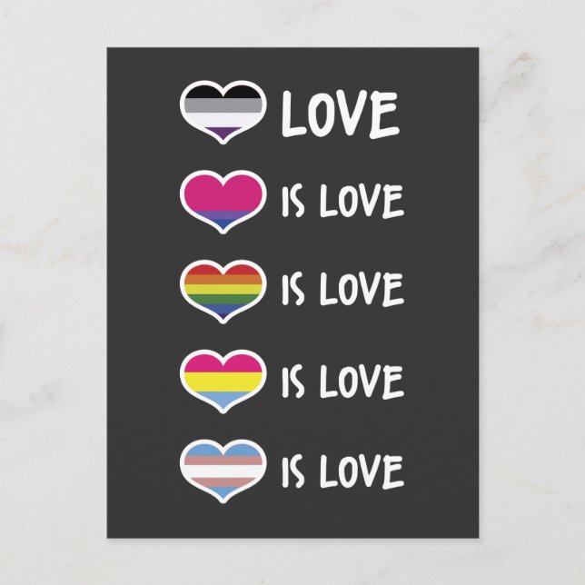 Love is Love Pride LGBT Equal Rights colourful Postcard (Front)