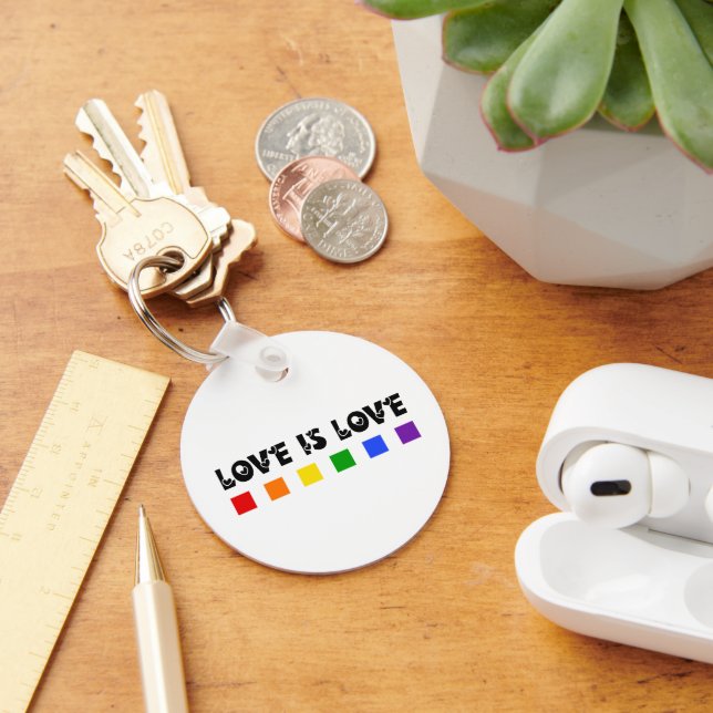 Love Is Love Pride Minimalist Rainbow Key Ring (Desk)